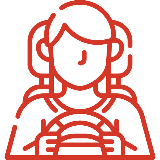 Icon of a woman using a steering wheel